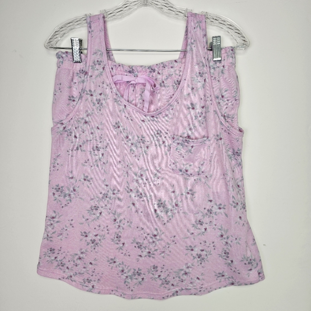 Laura Ashley Pink Pajamas Tank & Shorts Soft Knit Sz Medium Leisurewear